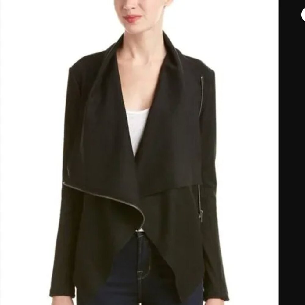 Vigoss Nordstrom Asymmetrical Black Faux Suede Motorcycle Jacket Moto XSmall XS